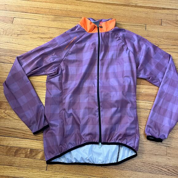 Podium Wear Jacket Womens XL Purple Plaid Zip Up Jersey Pocket Cycle Shirt - Picture 1 of 9